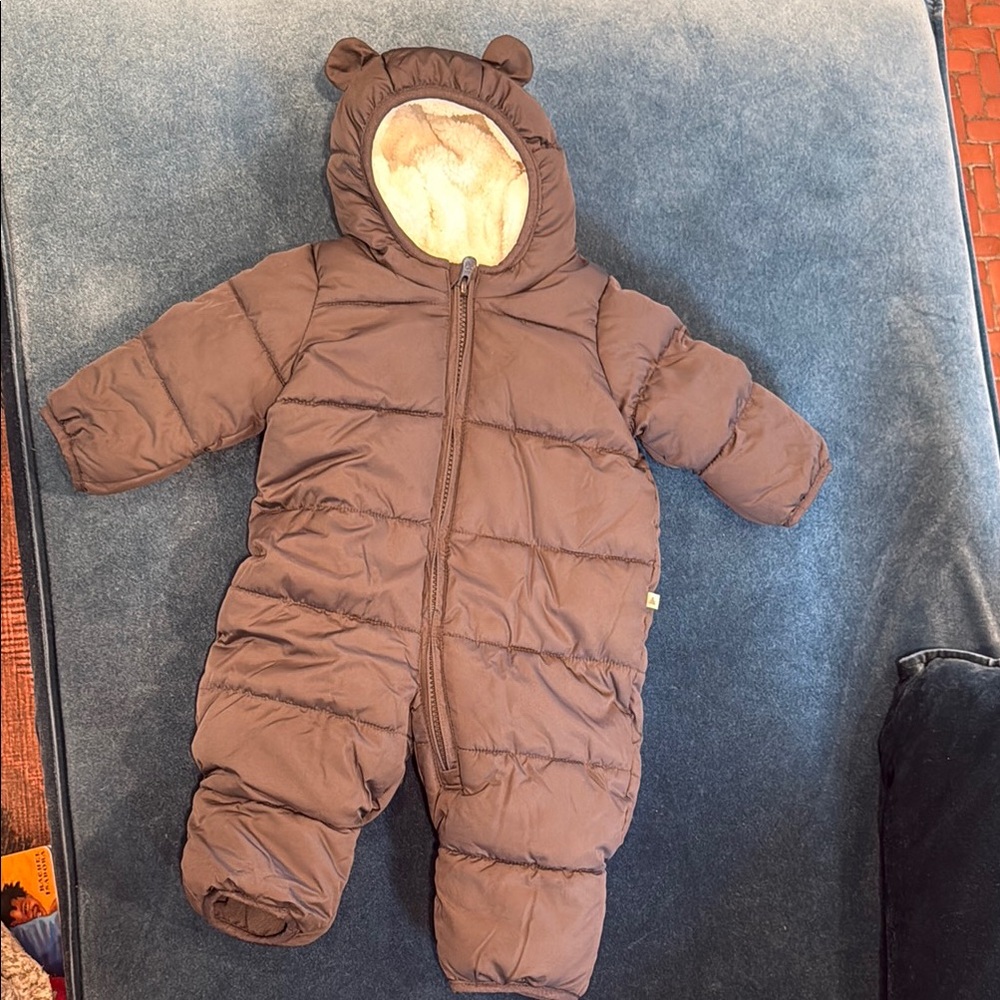 GAP Gray Baby Snowsuit with Bear Ears